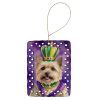Cairn Terrier King of Mardi Gras Porcelain Ornament Christmas Tree Hanging Decorations for Home Christmas Holiday, Rectangle, Gift, Multicolor