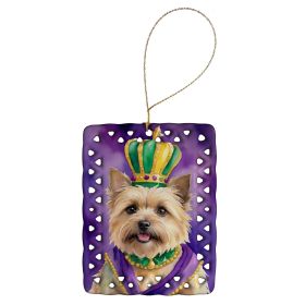 Cairn Terrier King of Mardi Gras Porcelain Ornament Christmas Tree Hanging Decorations for Home Christmas Holiday, Rectangle, Gift, Multicolor