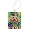 Cockapoo King of Mardi Gras Porcelain Ornament Christmas Tree Hanging Decorations for Home Christmas Holiday, Rectangle, Gift, Multicolor