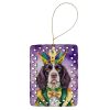 English Springer Spaniel King of Mardi Gras Porcelain Ornament Christmas Tree Hanging Decorations for Home Christmas Holiday, Rectangle, Gift