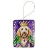Goldendoodle King of Mardi Gras Porcelain Ornament Christmas Tree Hanging Decorations for Home Christmas Holiday, Rectangle, Gift, Multicolor