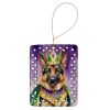 German Shepherd King of Mardi Gras Porcelain Ornament Christmas Tree Hanging Decorations for Home Christmas Holiday, Rectangle, Gift, Multicolor