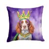 Welsh Springer Spaniel King of Mardi Gras Throw Pillow Machine Washable, Indoor Outdoor Decorative Pillow for Couch, Bed or Patio, 14Hx14W