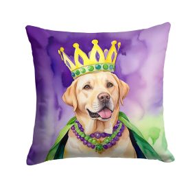 Labrador Retriever King of Mardi Gras Throw Pillow Machine Washable, Indoor Outdoor Decorative Pillow for Couch, Bed or Patio, 14Hx14W