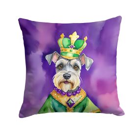 Schnauzer King of Mardi Gras Throw Pillow Machine Washable, Indoor Outdoor Decorative Pillow for Couch, Bed or Patio, 14Hx14W