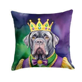 Neapolitan Mastiff King of Mardi Gras Throw Pillow Machine Washable, Indoor Outdoor Decorative Pillow for Couch, Bed or Patio, 14Hx14W