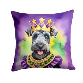 Kerry Blue Terrier King of Mardi Gras Throw Pillow Machine Washable, Indoor Outdoor Decorative Pillow for Couch, Bed or Patio, 14Hx14W