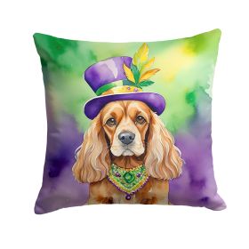 Cocker Spaniel King of Mardi Gras Throw Pillow Machine Washable, Indoor Outdoor Decorative Pillow for Couch, Bed or Patio, 14Hx14W