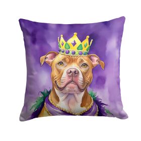Pit Bull Terrier King of Mardi Gras Throw Pillow Machine Washable, Indoor Outdoor Decorative Pillow for Couch, Bed or Patio, 14Hx14W