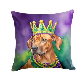 Rhodesian Ridgeback King of Mardi Gras Throw Pillow Machine Washable, Indoor Outdoor Decorative Pillow for Couch, Bed or Patio, 14Hx14W