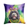 Portuguese Water Dog King of Mardi Gras Throw Pillow Machine Washable, Indoor Outdoor Decorative Pillow for Couch, Bed or Patio, 14Hx14W