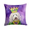 Komondor King of Mardi Gras Throw Pillow Machine Washable, Indoor Outdoor Decorative Pillow for Couch, Bed or Patio, 14Hx14W