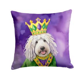 Komondor King of Mardi Gras Throw Pillow Machine Washable, Indoor Outdoor Decorative Pillow for Couch, Bed or Patio, 14Hx14W