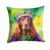 Irish Setter King of Mardi Gras Throw Pillow Machine Washable, Indoor Outdoor Decorative Pillow for Couch, Bed or Patio, 14Hx14W