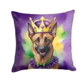 Belgian Malinois King of Mardi Gras Throw Pillow Machine Washable, Indoor Outdoor Decorative Pillow for Couch, Bed or Patio, 18Hx18W