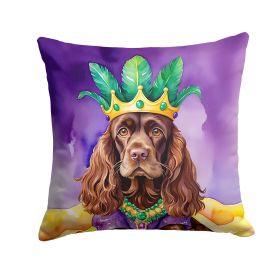 Cocker Spaniel King of Mardi Gras Throw Pillow Machine Washable, Indoor Outdoor Decorative Pillow for Couch, Bed or Patio, 18Hx18W