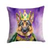 German Shepherd King of Mardi Gras Throw Pillow Machine Washable, Indoor Outdoor Decorative Pillow for Couch, Bed or Patio, 18Hx18W