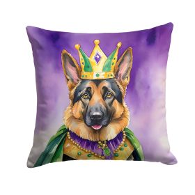 German Shepherd King of Mardi Gras Throw Pillow Machine Washable, Indoor Outdoor Decorative Pillow for Couch, Bed or Patio, 18Hx18W