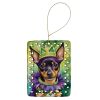 Miniature Pinscher King of Mardi Gras Porcelain Ornament Christmas Tree Hanging Decorations for Home Christmas Holiday, Rectangle, Gift, Multicolor