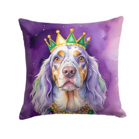 English Setter King of Mardi Gras Throw Pillow Machine Washable, Indoor Outdoor Decorative Pillow for Couch, Bed or Patio, 14Hx14W