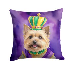Cairn Terrier King of Mardi Gras Throw Pillow Machine Washable, Indoor Outdoor Decorative Pillow for Couch, Bed or Patio, 14Hx14W