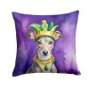 Whippet King of Mardi Gras Throw Pillow Machine Washable, Indoor Outdoor Decorative Pillow for Couch, Bed or Patio, 18Hx18W