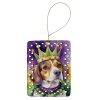 Beagle King of Mardi Gras Porcelain Ornament Christmas Tree Hanging Decorations for Home Christmas Holiday, Rectangle, Gift, Multicolor