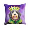 Bernedoodle King of Mardi Gras Throw Pillow Machine Washable, Indoor Outdoor Decorative Pillow for Couch, Bed or Patio, 18Hx18W
