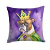Boxer King of Mardi Gras Throw Pillow Machine Washable, Indoor Outdoor Decorative Pillow for Couch, Bed or Patio, 18Hx18W