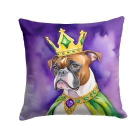 Boxer King of Mardi Gras Throw Pillow Machine Washable, Indoor Outdoor Decorative Pillow for Couch, Bed or Patio, 18Hx18W