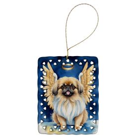 Pekingese My Angel Porcelain Ornament Christmas Tree Hanging Decorations for Home Christmas Holiday, Rectangle, Gift, Multicolor