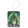 La Perm Cat By the Christmas Tree Porcelain Ornament Christmas Tree Hanging Decorations for Home Christmas Holiday, Rectangle, Gift, Multicolor