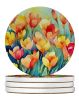 Freesias in Watercolor Large Sandstone Coasters Pack of 4 Absorbent Round Coasters Decor Gifts for Men or Women, 4 in, Multicolor