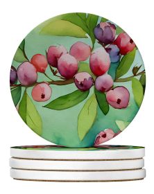 Connecticut Mountain Laurels in Watercolor Large Sandstone Coasters Pack of 4 Absorbent Round Coasters Decor Gifts for Men or Women, 4 in, Multicolor