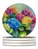 Hydrangeas in Watercolor Large Sandstone Coasters Pack of 4 Absorbent Round Coasters Decor Gifts for Men or Women, 4 in, Multicolor