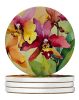 Orchids in Watercolor Large Sandstone Coasters Pack of 4 Absorbent Round Coasters Decor Gifts for Men or Women, 4 in, Multicolor