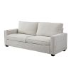 Corduroy Sofa, 87.4 inch Modern Design Sofa with Cup Holder and Storage Bags, Deep Seat Sofa Couch,Comfy Couch for Living Room,Apartment,Office,Beige