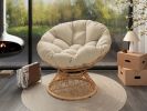 40" Ergonomic Wicker Chair with Cloud Thick Density Fabric Cushion,3-proof Cover,High Capacity Iron Frame,Fluid 360 Degree Swivel for Reading