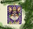 Papillon King of Mardi Gras Porcelain Ornament Christmas Tree Hanging Decorations for Home Christmas Holiday, Rectangle, Gift, Multicolor