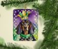 Black and Tan Coonhound King of Mardi Gras Porcelain Ornament Christmas Tree Hanging Decorations for Home Christmas Holiday, Rectangle, Gift