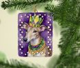 Greyhound King of Mardi Gras Porcelain Ornament Christmas Tree Hanging Decorations for Home Christmas Holiday, Rectangle, Gift, Multicolor