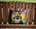 Pekingese King of Mardi Gras Throw Pillow Machine Washable, Indoor Outdoor Decorative Pillow for Couch, Bed or Patio, 14Hx14W