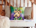 Lakeland Terrier King of Mardi Gras Throw Pillow Machine Washable, Indoor Outdoor Decorative Pillow for Couch, Bed or Patio, 14Hx14W