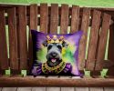 Kerry Blue Terrier King of Mardi Gras Throw Pillow Machine Washable, Indoor Outdoor Decorative Pillow for Couch, Bed or Patio, 14Hx14W