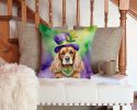 Cocker Spaniel King of Mardi Gras Throw Pillow Machine Washable, Indoor Outdoor Decorative Pillow for Couch, Bed or Patio, 14Hx14W