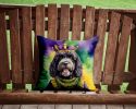 Portuguese Water Dog King of Mardi Gras Throw Pillow Machine Washable, Indoor Outdoor Decorative Pillow for Couch, Bed or Patio, 14Hx14W