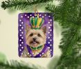 Cairn Terrier King of Mardi Gras Porcelain Ornament Christmas Tree Hanging Decorations for Home Christmas Holiday, Rectangle, Gift, Multicolor