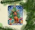 Redbone Coonhound Christmas Reindeer Porcelain Ornament Christmas Tree Hanging Decorations for Home Christmas Holiday, Rectangle, Gift, Multicolor