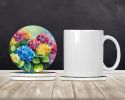 Hydrangeas in Watercolor Large Sandstone Coasters Pack of 4 Absorbent Round Coasters Decor Gifts for Men or Women, 4 in, Multicolor