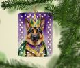 German Shepherd King of Mardi Gras Porcelain Ornament Christmas Tree Hanging Decorations for Home Christmas Holiday, Rectangle, Gift, Multicolor